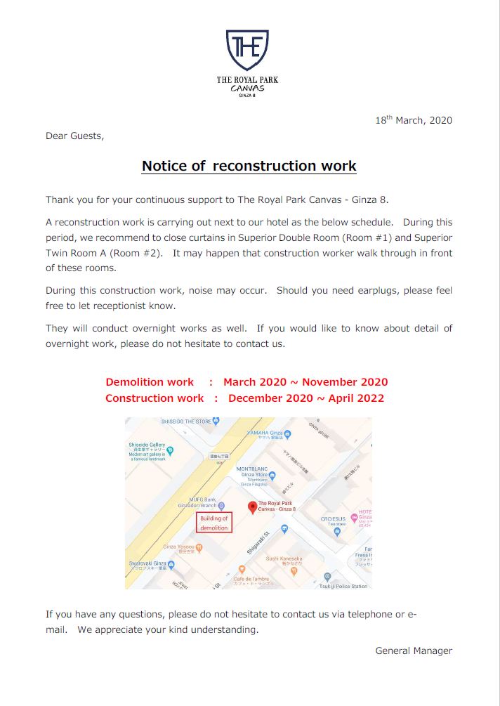 Notice of demolition work